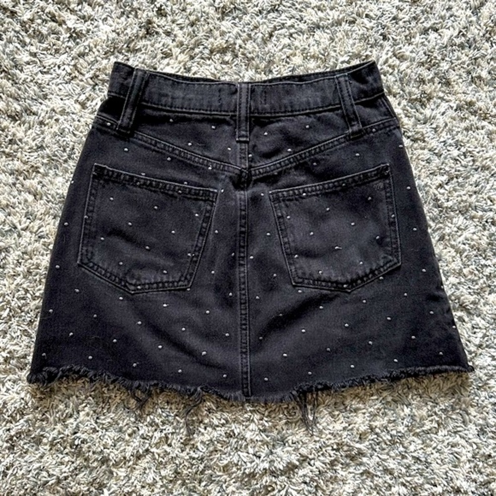 Madewell black metallic dot denim mini skirt - Picture 2 of 11